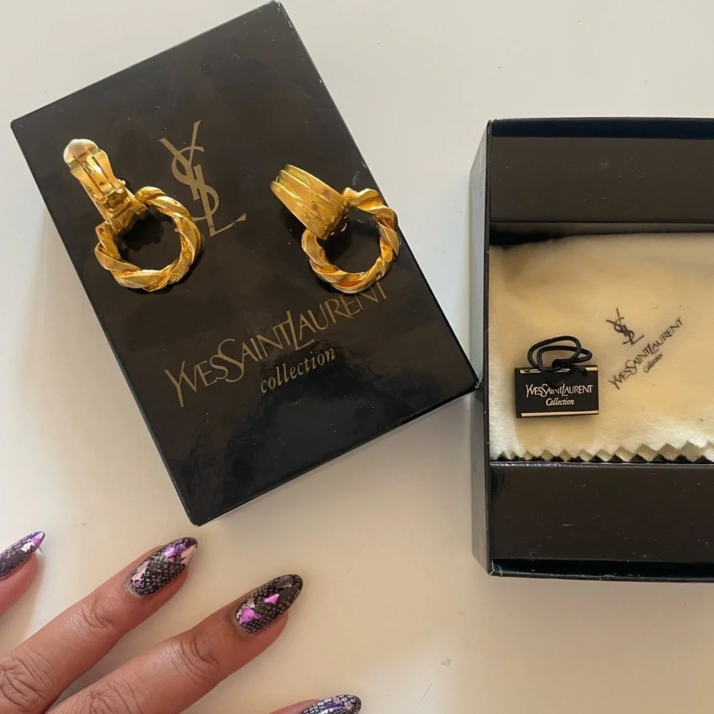 Vintage Yves Saint Laurent gold hoop earrings